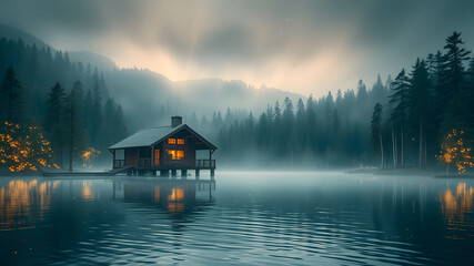 Obraz premium house on the lake