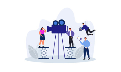 Movie making process concept vector