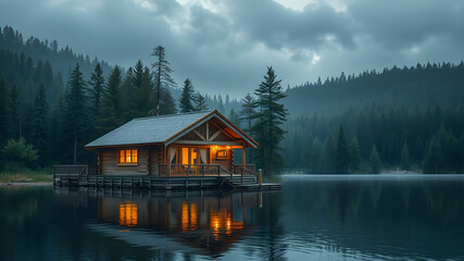 Fototapeta premium house on the lake