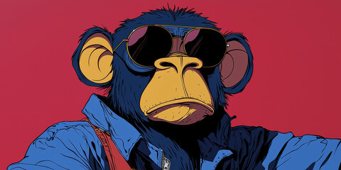 Cool chimpanzee in sunglasses