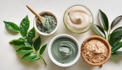 Set of natural cosmetic products on light background
