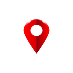 Map pin icon location 3d vector. Address direction navigation indicator mark point red sign symbol isolated on white 