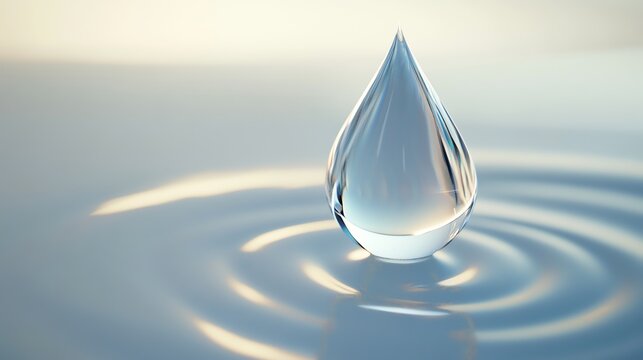 A single water drop perched on the surface of a pool of water.
