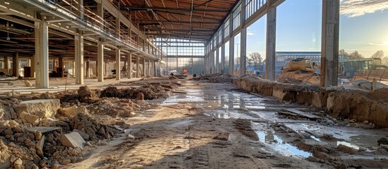 Abandoned Industrial Building Under Construction
