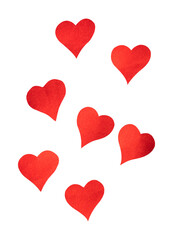 red hearts paper cut isolated on white