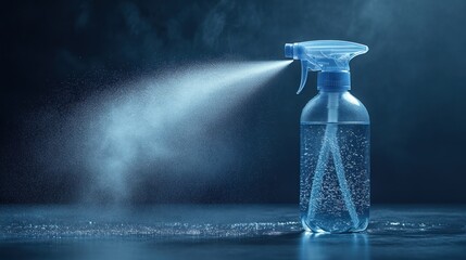 Spray Bottle with Mist in Dark Setting