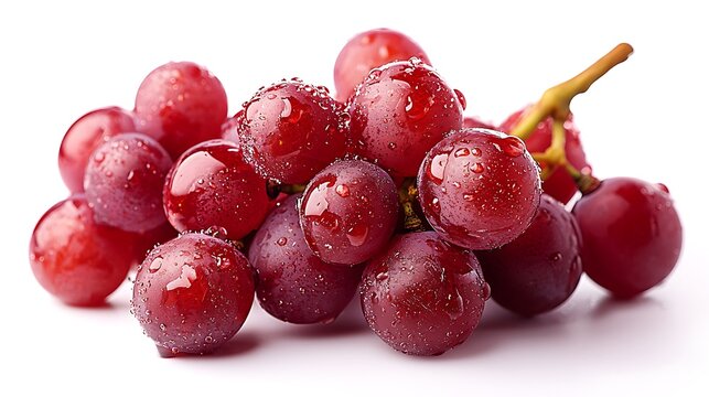 Close-up of fresh red grapes with water drops captures their luscious, juicy appeal.