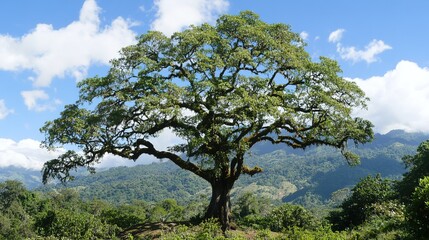 Majestic Ceiba Tree in Guatemala, Showcasing Its Grand Scale and Unique Features. A Symbol of Strength and Cultural Significance in Central American Landscapes