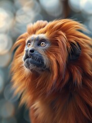 Naklejka premium Wild Golden Lion Tamarin, Forest Primate, Majestic Wildlife in Nature
