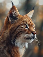 Fototapeta premium Bay Cat, Catopuma Badia, Endangered Wild Cat in the Tropics