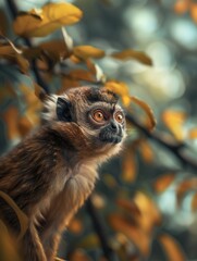 Pygmy Marmoset, Cebuella, Dwarf Monkey Close Up Portrait in Wildlife