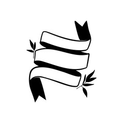 Black and White Ink Ribbons. Hand made Vector Objects for Design.