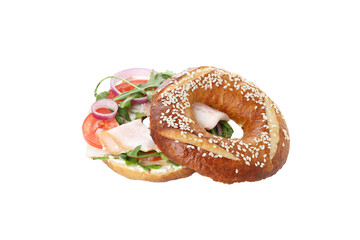 PNG, Bagel sandwich, isolated on white background