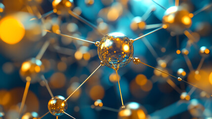 Futuristic molecular structure with light effects