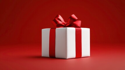 A beautifully wrapped Christmas gift with a big red bow