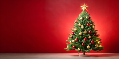 christmas tree with red ribbon
