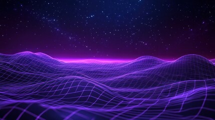 Naklejka premium Retro Futuristic Purple Landscape