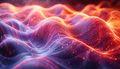 Obraz premium Abstract Glittering Waves in Red and Blue