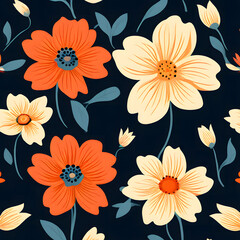 red and white flower on navy background