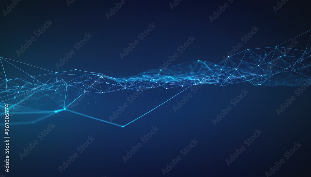 Fototapete abstract futuristic digital landscape with particles dots. internet connection, abstract sense of sc