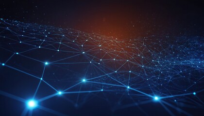 Obraz premium abstract futuristic digital landscape with particles dots. Internet connection, abstract sense of science and technology graphic design. 7