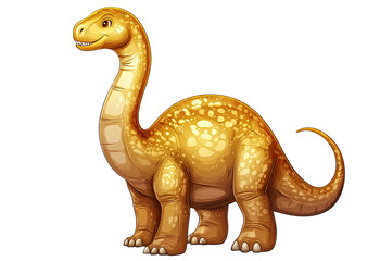 Naklejka premium A cheerful cartoon dinosaur in vibrant yellow, perfect for children's books and educational materials about prehistoric life.
