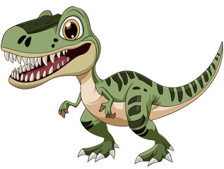 Obraz premium A cute and friendly dinosaur character with a big smile, perfect for children's illustrations or educational materials.
