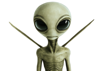 An intriguing alien figure with large eyes and a slender build, perfect for science fiction and extraterrestrial themes.