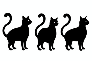 

black silhouette of a cat collection, Set of cat silhouette vector
