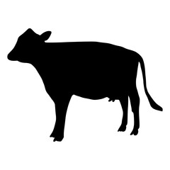Black silhouette cow Hand drawn illustration