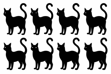 

black silhouette of a cat collection, Set of cat silhouette vector