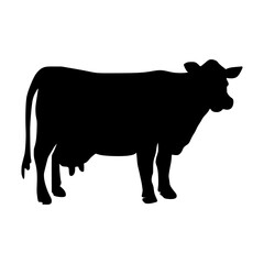 Black silhouette cow Hand drawn illustration