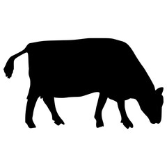 Black silhouette cow Hand drawn illustration