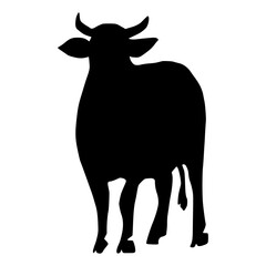 Cow Silhouette Hand Drawn