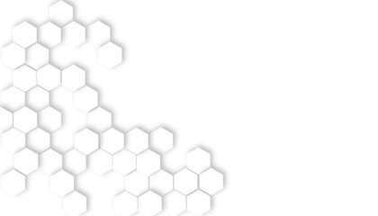 Abstract pattern with hexagonal white and gray technology line paper background. Widescreen hexagonal background with white hexagons.