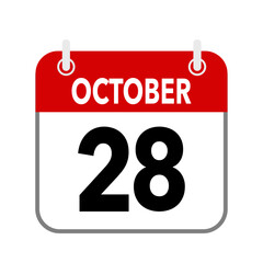 28 October, calendar date icon on white background.