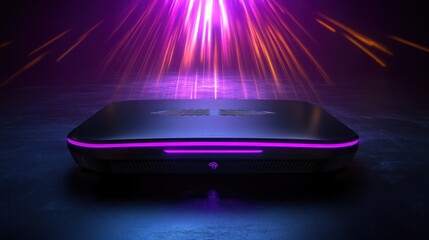 Futuristic Tech Device with Neon Lights