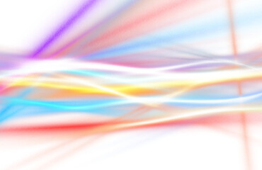 Transparent neon glowing gradient lines texture overlay effect. Lensflare rays, film grain, light leaks overlay effect.