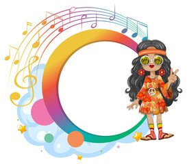 Colorful hippie girl with peace sign