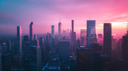 Fototapeta premium city skyline at sunset