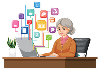 Senior woman working on a laptop