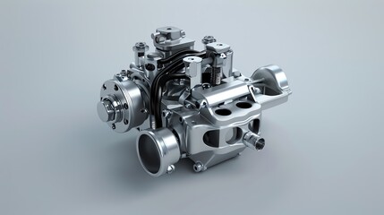 Naklejka premium A 3D render of a sidebyside throttle body