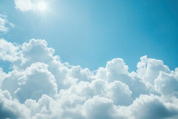 Natural and cloudy fresh blue sky background. Natural sky beautiful blue and white texture background. Blue sky and cloud on summer daytime. Blue sky and white clouds of daytime , ai