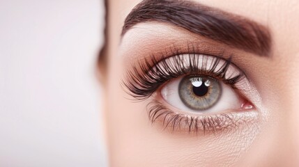 Close-up of a woman's eye with long eyelashes