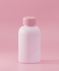 Pink Bottle Design Mockup with Pink Backdrop, 3D rendering