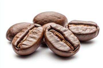 Obraz premium A close-up of roasted coffee beans, showcasing their rich texture and color.