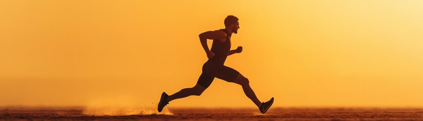Runner struggling to continue after pulling a muscle, intense focus on pain and determination, dynamic motion,