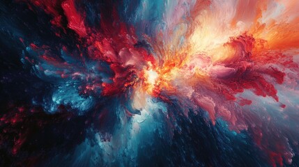 Abstract Colorful Explosion of Paint in Motion - Vibrant Artistic Background with Dynamic Swirls and Blends