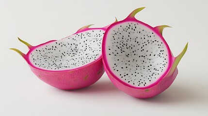 Freshly Cut Dragon Fruit with Black Seeds