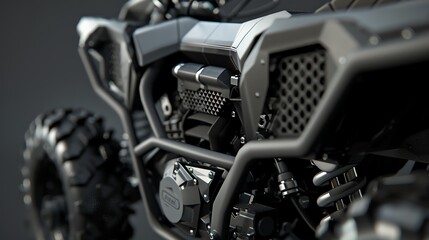 A detailed 3D render of an ATV air intake backfire screen